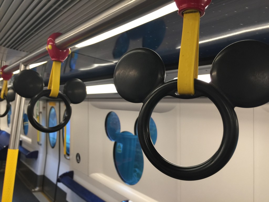 Mickey Mouse shaped handles for the train to Disneyland Hong Kong 