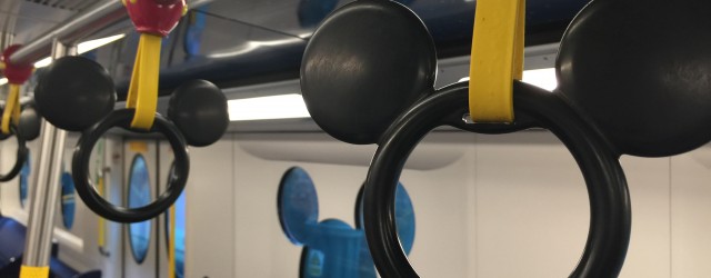 Mickey Mouse shaped handles for the train to Disneyland Hong Kong